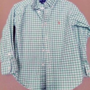 Boys Light Green Buffalo Plaid Long Sleeved Ralph